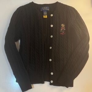 Polo by Ralph Lauren Black Cardigan with Bear Embroidery